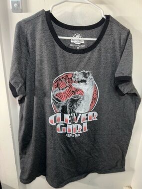 torrid Charcoal Gray & Black Jurassic Park "Clever Girl" Ringer Tee